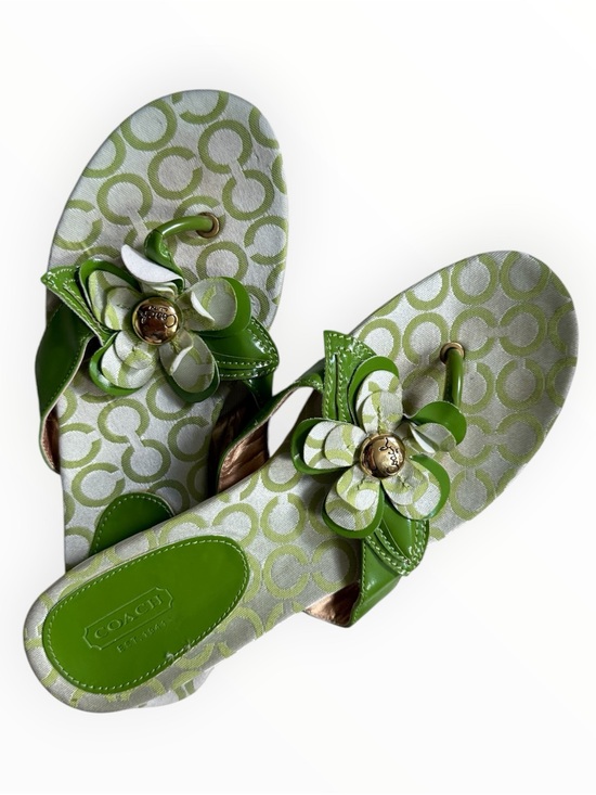 Coach Shoes - COACH Vintage Y2K Pattey Signature thong sandal  in green colorway